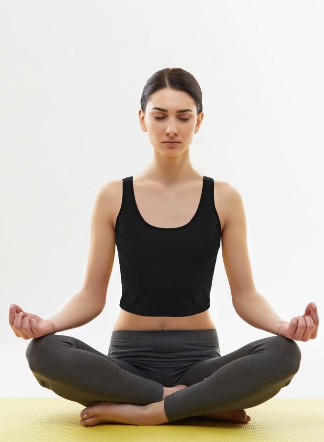 Geyoga 6 Pieces Women Basic Crop Tank Tops Sleeveless Racerback Sport Crop Top, Black, S - Image 3