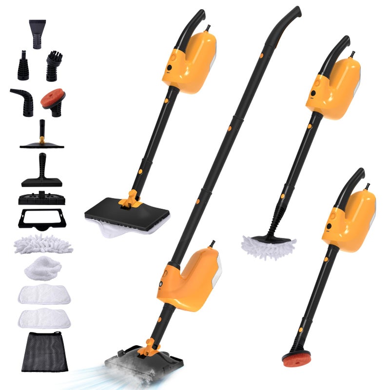 GHORA Steam Mop, All-in-one Handheld Steam Cleaner with 13 Attachments, 23FT Cord, 11.83OZ Removable Tank, Adjustable Height Steam Mops for Floor Cleaning, Hardwood Floors, Carpets, Tiles, Windows - Image 1