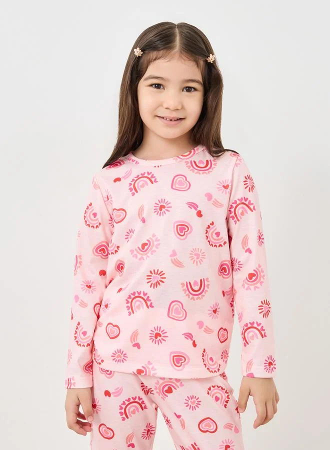 Styli Styli All Over Print T-Shirt and Pyjama Set