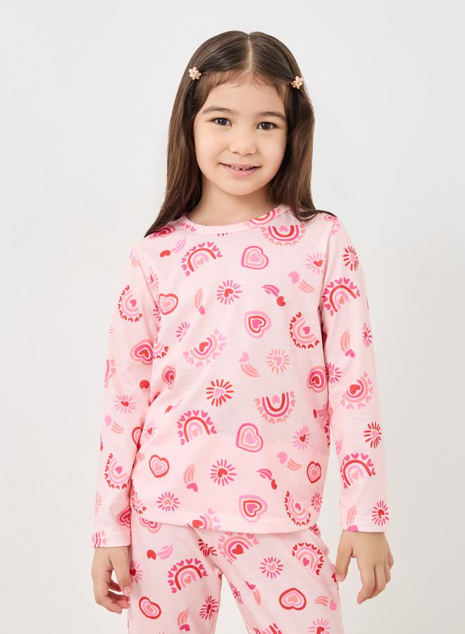 ستايلي طقم بيجامة وتيشيرت بطبعة شاملة - Image 3