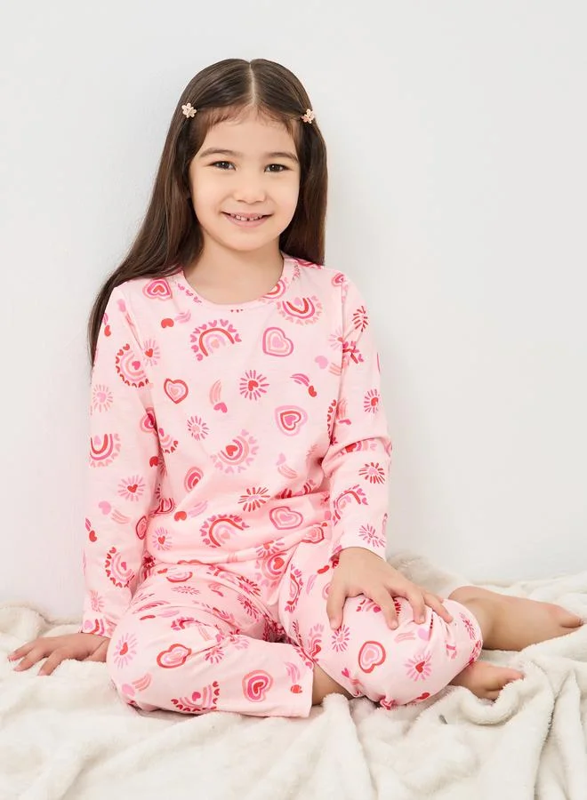 ستايلي Styli All Over Print T-Shirt and Pyjama Set