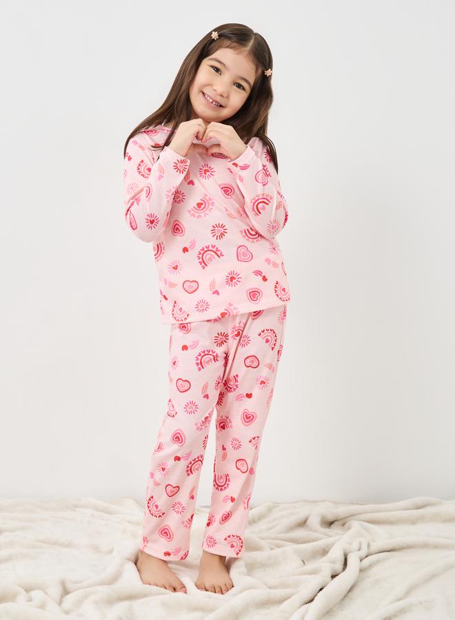 ستايلي طقم بيجامة وتيشيرت بطبعة شاملة - Image 2