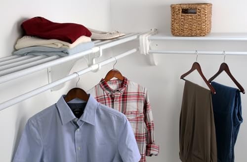 EZ Shelf EZ Shelf  DIY Closet Organizer Kit  Expandable to 122 ft of Hanging  Shelf Space  White 