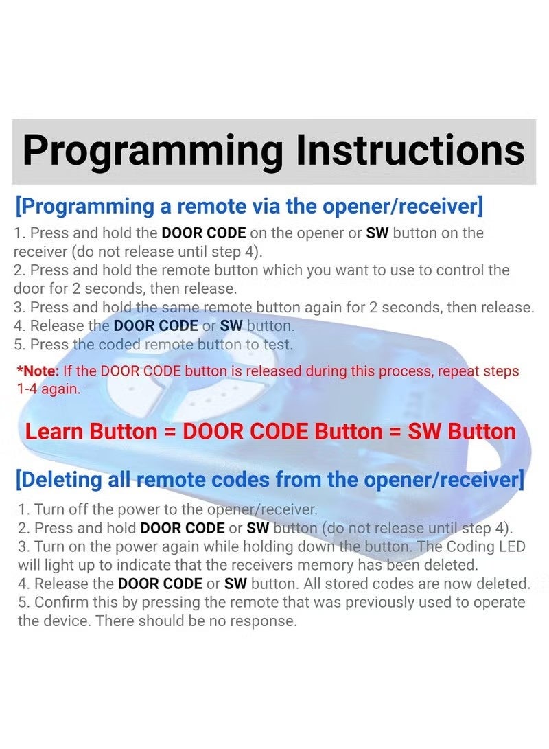 Albarrak Gate/Garage Door Remote Compatible with ATA PTX-4 SecuraCode Garage Remote 433.92MHz Rolling Code 4-Channel Blue Remote Control Comes with Keychain (1 Pack) - Image 3