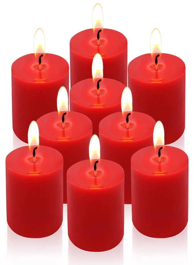 Yusevot 9 Packs Red Votive Candles, Small Unscented 1.5 Inch Diameter Wax Candles for Christmas Valentine's Day Wedding, Party, Table, Holiday & Home Decoration - 8 Hours Burn Time (1.5" W x 1.25" H) - Image 1