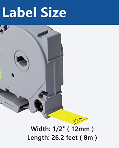 Msudoku Tze Tz Tape 12mm 0.47 Laminated Yellow Compatible for Brother P Touch Label Maker Tape TZe-631 TZe631 Label Tape for PT D200 D210 D220 D400 Cube, Black on Yellow, 1/2 Inch x 26.2 Feet, 3-Pack - Image 2