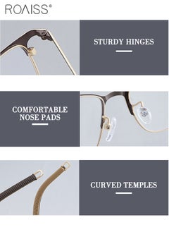 roaiss Mens' Business Blue Light Glasses Blue Light Filter Computer Reading Gaming TV Phones Rectangular Eyeglasses Anti Eyestrain Headache Eyewear Vintage Brown  - Image 4
