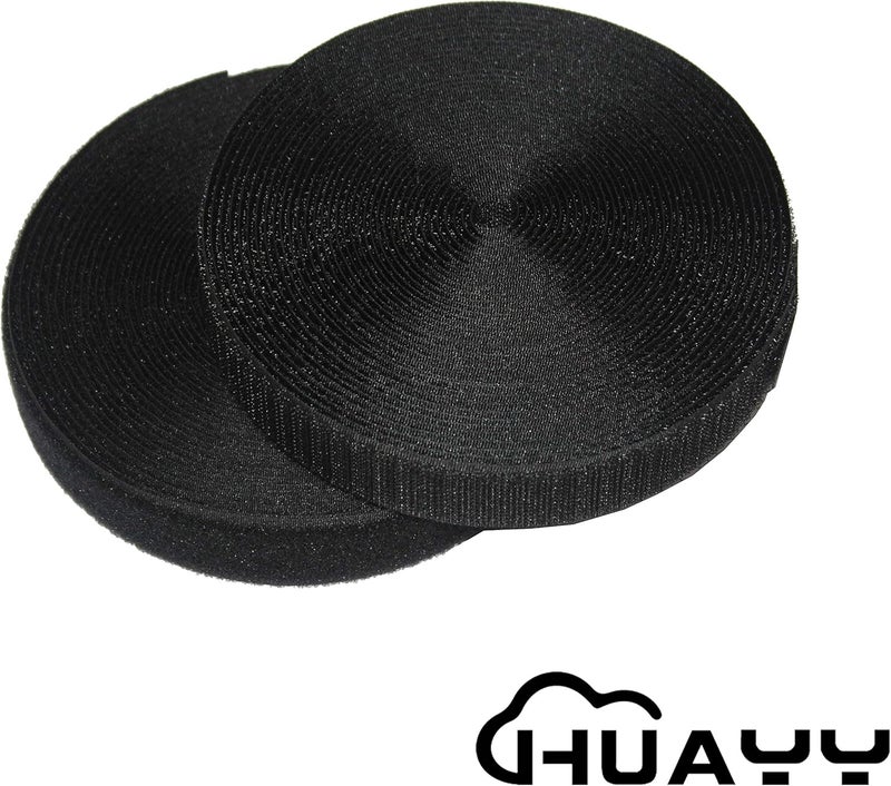 HUAYY شريط هوك وحلقة قابل للخياطة، شرائط نايلون غير لاصقة، عرض 1 إنش وطول 9 يارد، أسود (1in x 9yd) - Image 3
