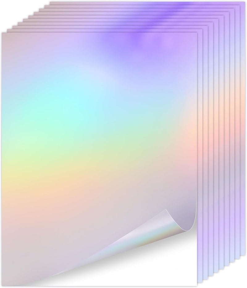 Koala Holographic Laminate Sheets A4 Holographic Sticker Paper,20 Sheets Self Adhesive Waterproof Holographic Transparent Film,11.7X 8.3 Inch - Image 1