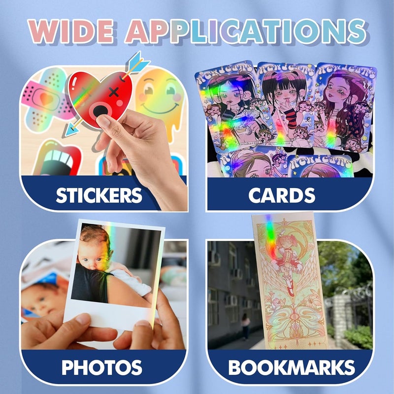 Koala Holographic Laminate Sheets A4 Holographic Sticker Paper,20 Sheets Self Adhesive Waterproof Holographic Transparent Film,11.7X 8.3 Inch - Image 4
