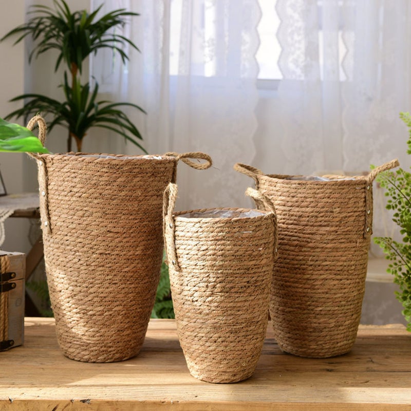 Handmade Flower Plant Container Woven Plant Display Basket Elegant Flower Pot Decor - Image 1