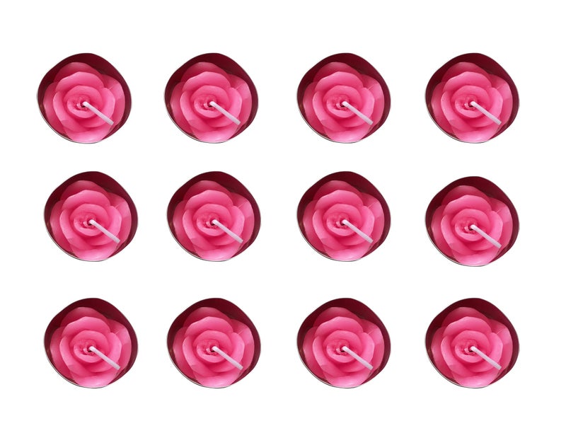Rose Tealight Candles12 Pieces Handmade Delicate Flower Candles with 100PCS Silk Rose PetalsMini Candle Discs for WeddingsAnniversaries BirthdaysHome DecorationSpaRelaxation Pink