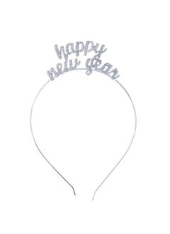 BinaryABC Happy New Year Headband Tiararhinestone New Year Headbandnew Year Eve Party Supplies Favors(Silver)  - Image 2