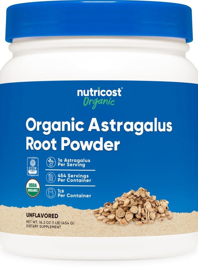Nutricost Organic Astragalus Root Powder 1LB - Gluten Free, Non-GMO, Vegetarian - Image 1