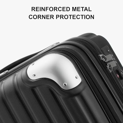 LEVEL8 Grace Carry On Luggage Airline Approved, 20 Inch Expandable Hardside Carry On Suitcase With Wheels, Abs+Pc Small Luggage with Tsa Lock, Black, 20-Inch - Image 5