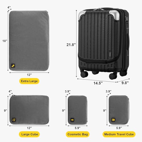 LEVEL8 Grace Carry On Luggage Airline Approved, 20 Inch Expandable Hardside Carry On Suitcase With Wheels, Abs+Pc Small Luggage with Tsa Lock, Black, 20-Inch - Image 2