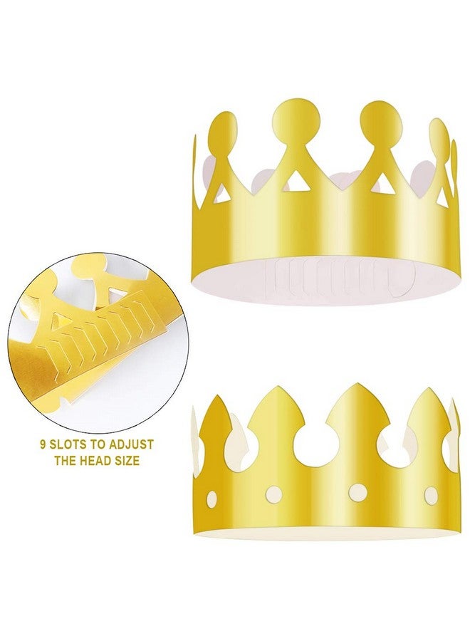 Aniann Aniann 28 Pack Gold Paper Crown Gold Foil Party Crown Hat Cap for Birthday Celebration Baby Shower Photo Props (2 Styles) - Image 2