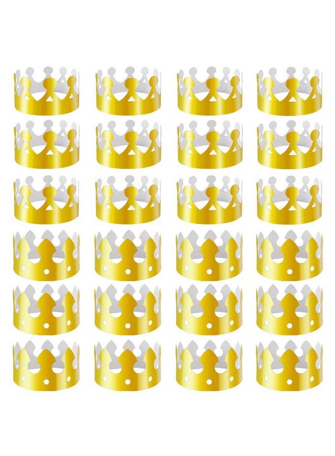 Aniann Aniann 28 Pack Gold Paper Crown Gold Foil Party Crown Hat Cap for Birthday Celebration Baby Shower Photo Props (2 Styles) - Image 1