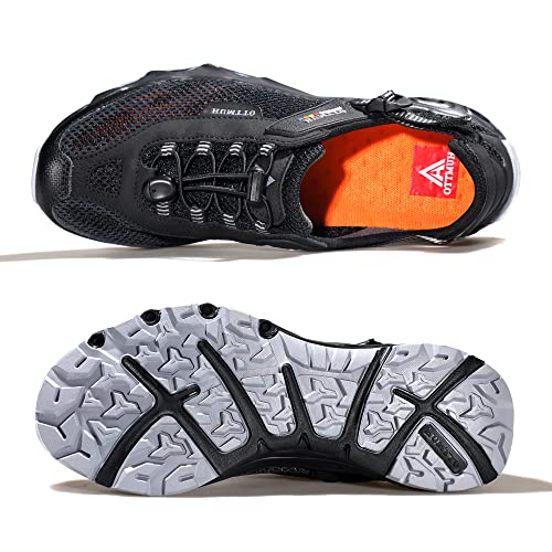 HUMTTO Men's Amphibious Water Shoes - Outdoor Hiking Sandals for Men Summer Non-Slip Quick Drying Water Sandals River Shoes 9-9.5 Black/Grey - Image 5