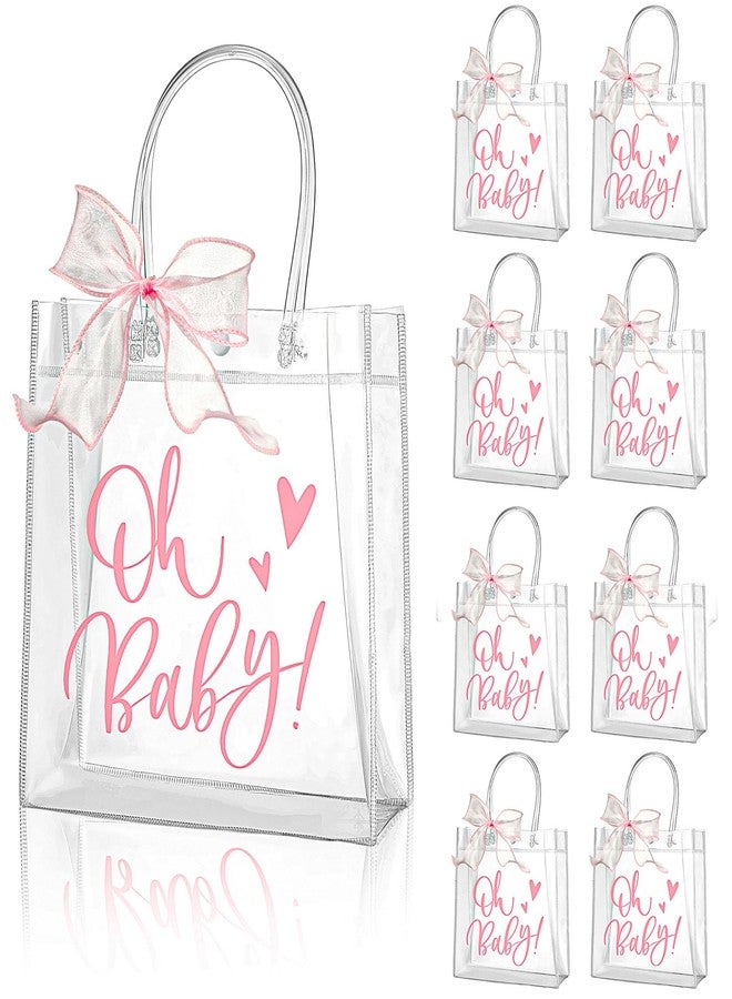 Wesnoy 24 Pack Baby Shower Favor Gift Bags with 2 Rolls Pink Ribbon Clear PVC Baby Shower Goodie Bags for Girls Guest Return Gift Gender Reveal Birthday Party Decorations - Image 1