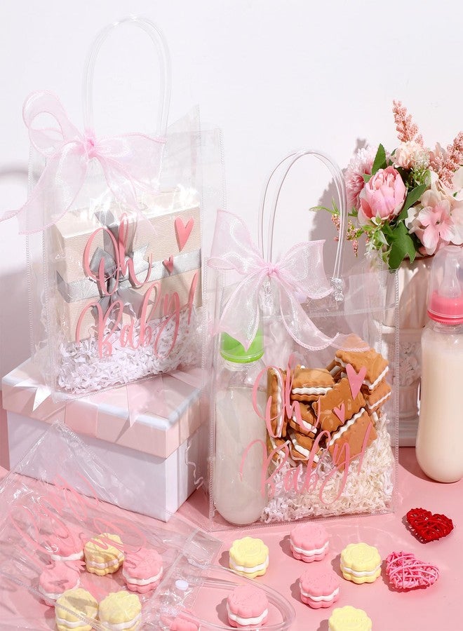 Wesnoy 24 Pack Baby Shower Favor Gift Bags with 2 Rolls Pink Ribbon Clear PVC Baby Shower Goodie Bags for Girls Guest Return Gift Gender Reveal Birthday Party Decorations - Image 4