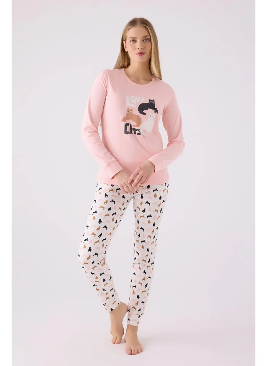 Arnetta Cotton Cat Pictured Mother and Daughter Pajama Set, (Price Separately)