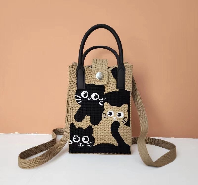 Korean Style Knitted Phone Bag Cute Cartoon Versatile Crossbody Key Phone Bag Versatile Small Coin Purse - Image 1