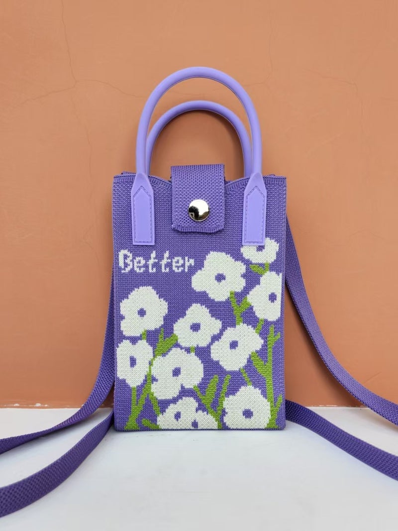 Korean Style Knitted Phone Bag Cute Cartoon Versatile Crossbody Key Phone Bag Versatile Small Coin Purse - Image 4