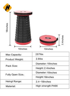 HuHa Retractable Folding Stools Portable Plastic Stool Travel Seat Telescopic Plastic Stool Shrinkable Camping Fishing Garden Folding Chair  - Image 2