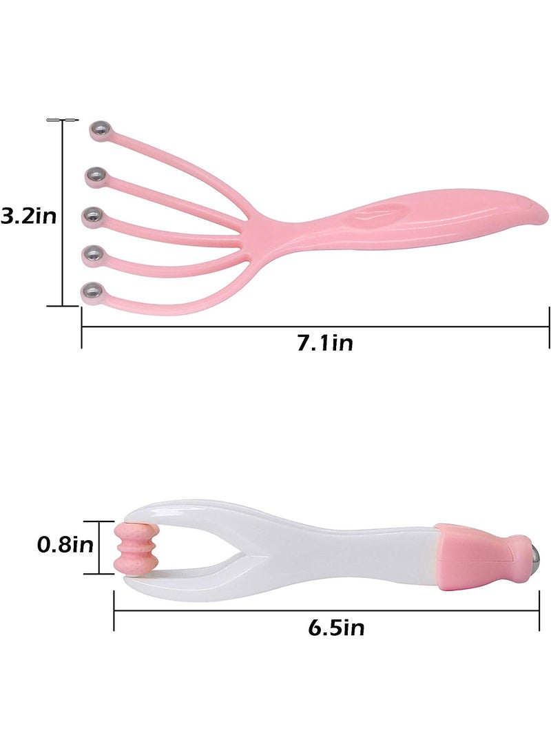 SinLoon SinLoon Head MassagerProtable Hand Held SPA Scalp Massager2in1 Finger Massager Hand Handheld Steel Ball Run Blood Circulation Tool Pink 2Pack  - Image 4