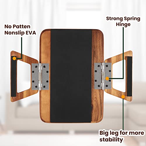 Tinamo 13.75" x 9.5" Acacia Couch Arm Table, Wooden Sofa Arm Tray, Armrest Table for Couch Wooden Sofa Armrest Tray, Clip-on Tray for Wide Couch - Side Table for Eating & Drink, Snack, Phone, Remote - Image 4