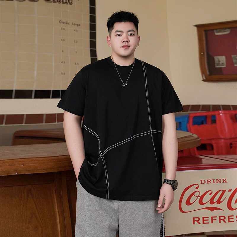 DaiPang Plus Size Studio Men's Summer Short-Sleeved T-Shirt Loose Fat People Increase Weight Embossed Men's Clothes - Image 3