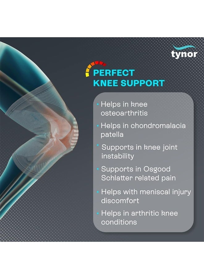Tynor Elastic Knee Support, Grey, Small, 1 Unit - Image 2