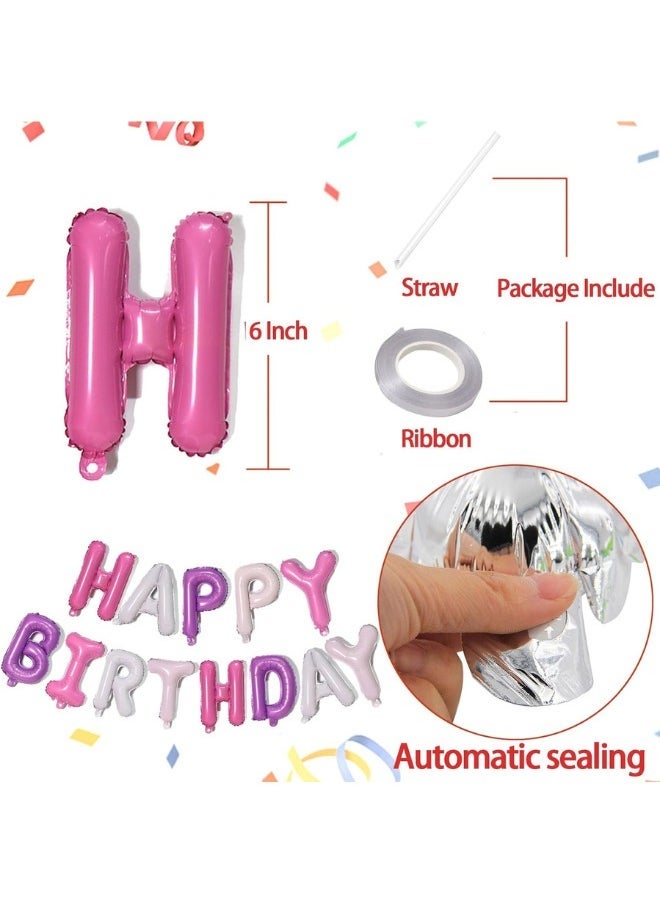 INSX HAPPY BIRTHDAY Balloon Set - 16 Inch Letter Balloons with Straw and Ribbon - Easy to Inflate and Hang - Durable and Reusable - Perfect for Birthday Party Decorations (Pastel Purple Color) - Image 2