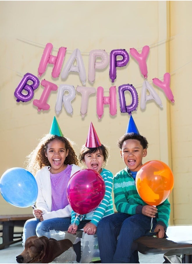 INSX HAPPY BIRTHDAY Balloon Set - 16 Inch Letter Balloons with Straw and Ribbon - Easy to Inflate and Hang - Durable and Reusable - Perfect for Birthday Party Decorations (Pastel Purple Color) - Image 3
