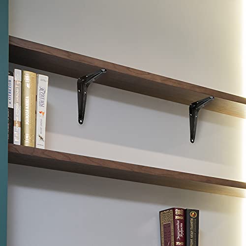 Uenhoy 10 Pack Shelf Brackets 6 Inch Heavy Duty Metal Floating Shelf Brackets, Black Corner Brace Wall Mount L Brackets for Shelves & Wood Boards, with Screws (6" x 5") - Image 5