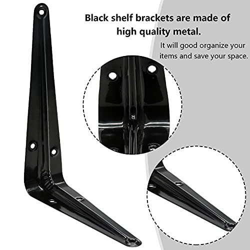 Uenhoy 10 Pack Shelf Brackets 6 Inch Heavy Duty Metal Floating Shelf Brackets, Black Corner Brace Wall Mount L Brackets for Shelves & Wood Boards, with Screws (6" x 5") - Image 4