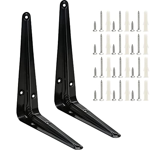 Uenhoy 10 Pack Shelf Brackets 6 Inch Heavy Duty Metal Floating Shelf Brackets, Black Corner Brace Wall Mount L Brackets for Shelves & Wood Boards, with Screws (6" x 5") - Image 2
