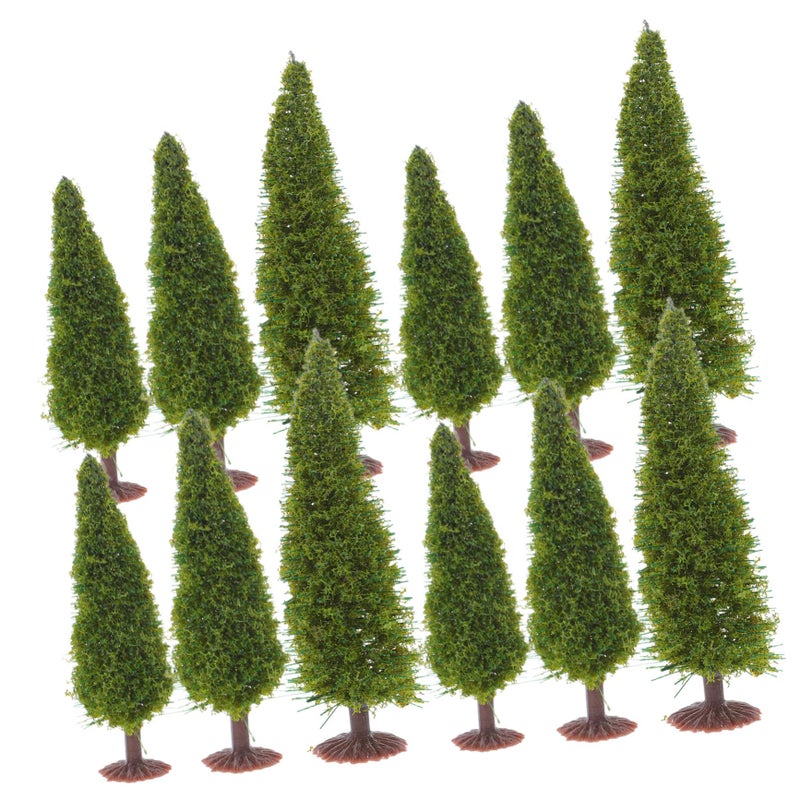 Miniature Pine Tree Models 12Pcs For Diorama Wire Sponge Realistic Landscape Decor - Image 2