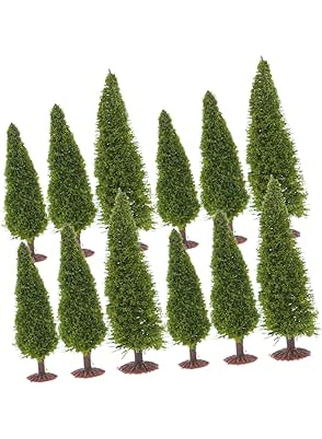 Miniature Pine Tree Models 12Pcs For Diorama Wire Sponge Realistic Landscape Decor - Image 1