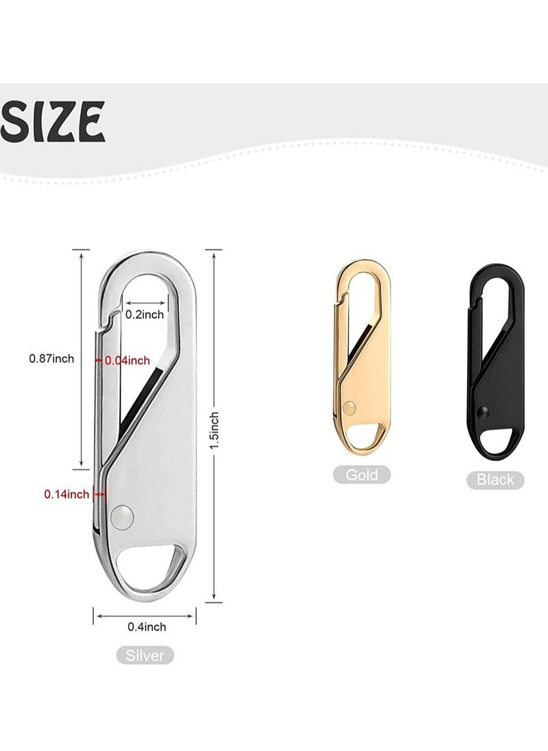 Excefore Zipper Pull Replacement 10 Pcs Detachable Zipper Pull Tabs for Luggage Clothing Jackets Backpacks Boots Purse Coat Zipper Repair Kit Zipper Slider Pull Tab Metal Zipper Head  - Image 3