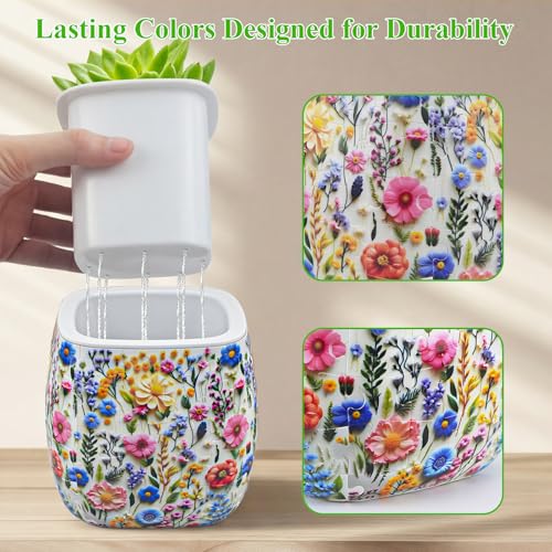 MONVIE 3D Puzzles Planter 96 Unique Flower Vase Puzzle Pieces for Adults Round Puzzle Plant Pot with Drainage for Indoor Plants Succulents and Cactus Pen Holder Luxuriant Flowers - Image 5