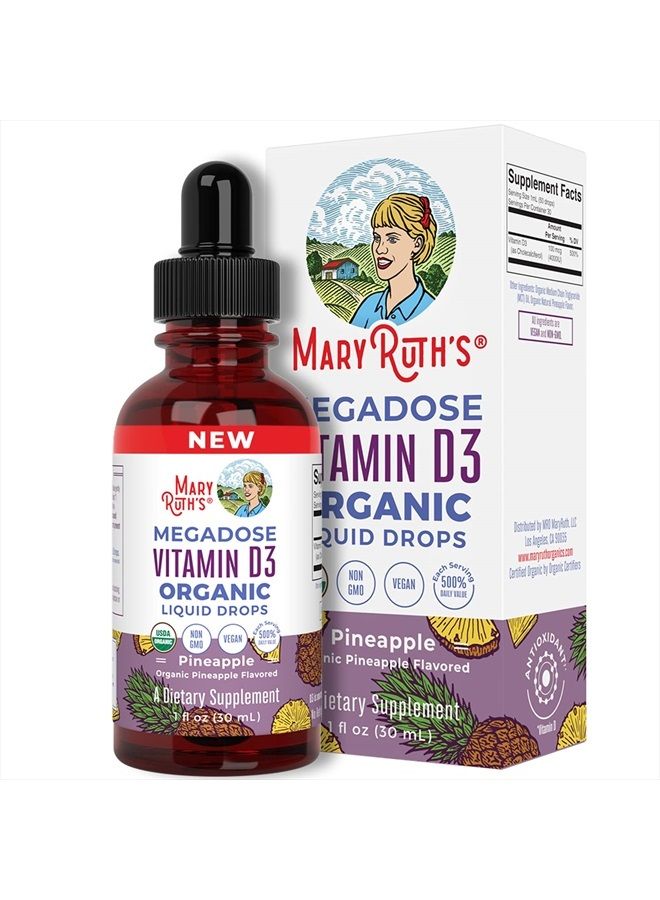 MaryRuth Organics USDA Organic Vitamin D3 Liquid | Sugar Free | Vitamin D Drops Immune Support for Adults & Kids | VIT D3 | Vegan | Gluten Free | Non-GMO | 30 Servings  - Image 1