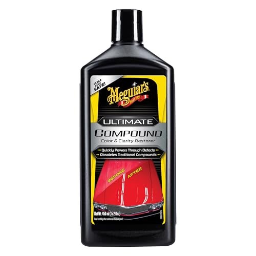 Meguiar's مركب ميغوايرز النهائي - مزيل خدوش السيارات من الدرجة الاحترافية، مركب تصحيح الطلاء الذي يزيل العيوب مع إضافة اللمعان والبريق، مزيل خدوش من مرحلة واحدة وطلاء شفاف، 15.2 أونصة - Image 1