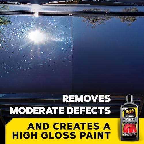 Meguiar's مركب ميغوايرز النهائي - مزيل خدوش السيارات من الدرجة الاحترافية، مركب تصحيح الطلاء الذي يزيل العيوب مع إضافة اللمعان والبريق، مزيل خدوش من مرحلة واحدة وطلاء شفاف، 15.2 أونصة - Image 2