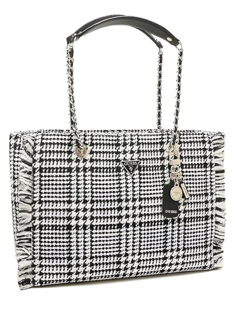GUESS Houndstooth Tweed Tote Bag