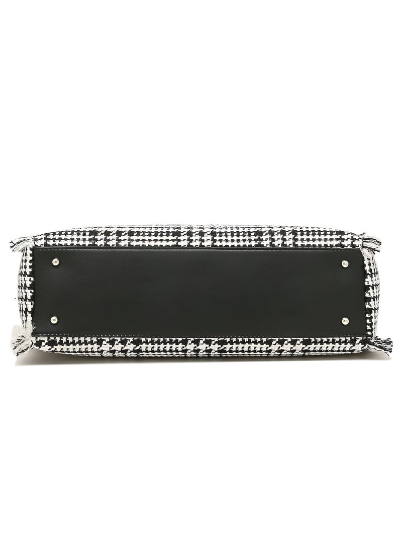 GUESS - GUESS Houndstooth Tweed Tote Bag - Image 1