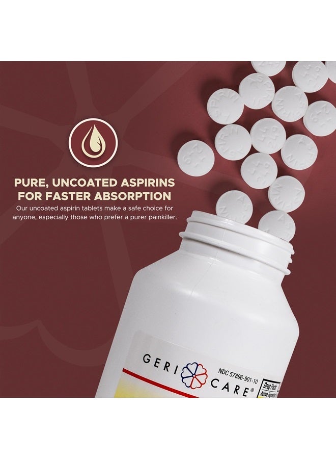 GeriCare Aspirin Tablets 325mg - Pain Reliever and Fever Reducer Uncoated Aspirins for Adults & Kids 12+ (NSAID) Great for Headache, Toothache, Arthritis, Menstrual & Muscle Pain (Bottle of 1,000) - Image 3
