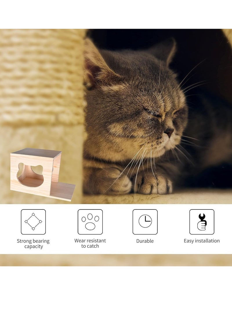 GUDOO Cat Wall Shelves Cat Wall Furniture with 2 Cat Bridges 2 Cat Houses Natural Wood Cat Walkways for Walls with Sisal Scratching Post and 4 Cat Wall Shelves for Cat Sleeping Climbing Playing - Image 5