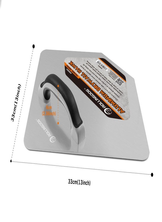 ROLLINGDOG 13" Aluminum Drywall Hawk - Professional Plastering Tool with Anti-Spill Grooves & Offset Handle,Mortar Pan for Joint Compound, Stucco, and Epoxy - Image 2